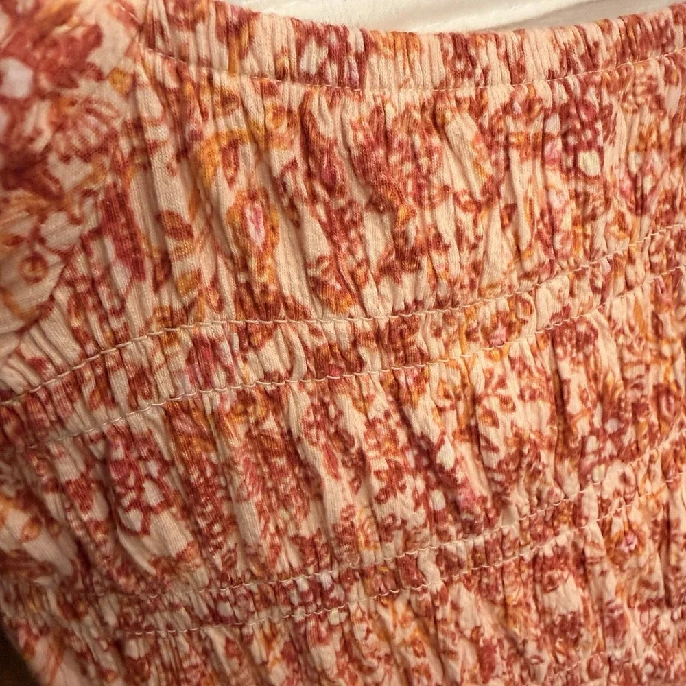 Old Navy Girls Puff Sleeve Floral Print Smocked Top Size L 10/12